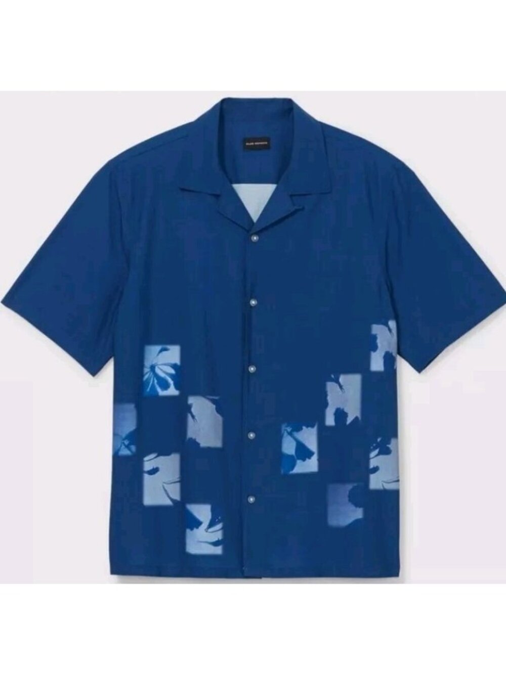 Club Monaco Men’s Sunkiss Print Camp Button Up Collar Shirt Small New Blue